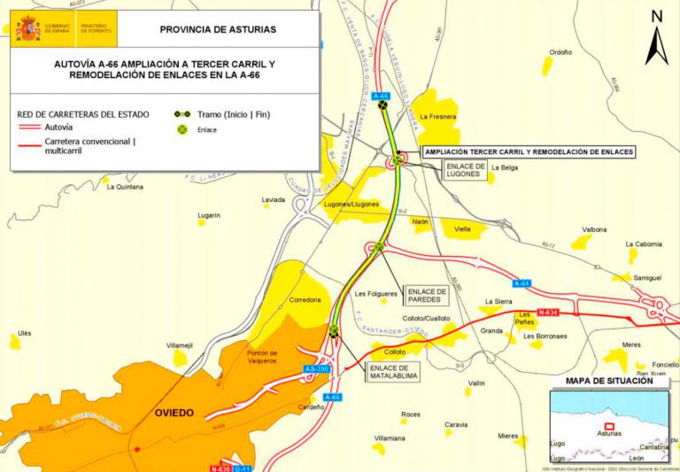 Imagen noticia: Mapa de la ampliación de la autovia A-66 a tercer Carril - Ministerio de Fomento.