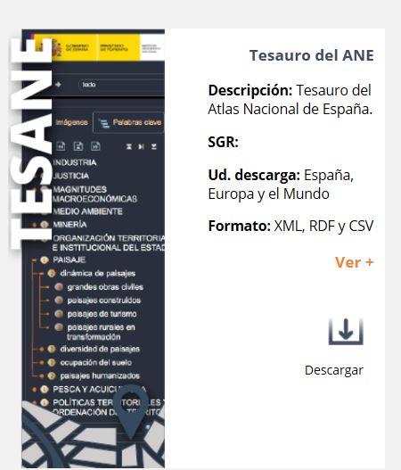 Tesauro del Atlas Nacional de España (ANE), en el centro de descargas del CNIG - Ministerio de Fomento. - Ministerio de Fomento. - Ministerio de Fomento.